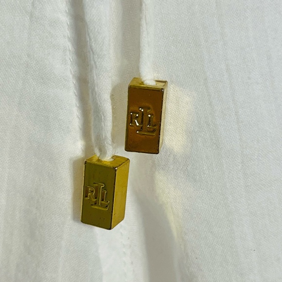 Ralph Lauren white gauzy coverup pants, pockets, drawstring beach, coastal small - Picture 4 of 6